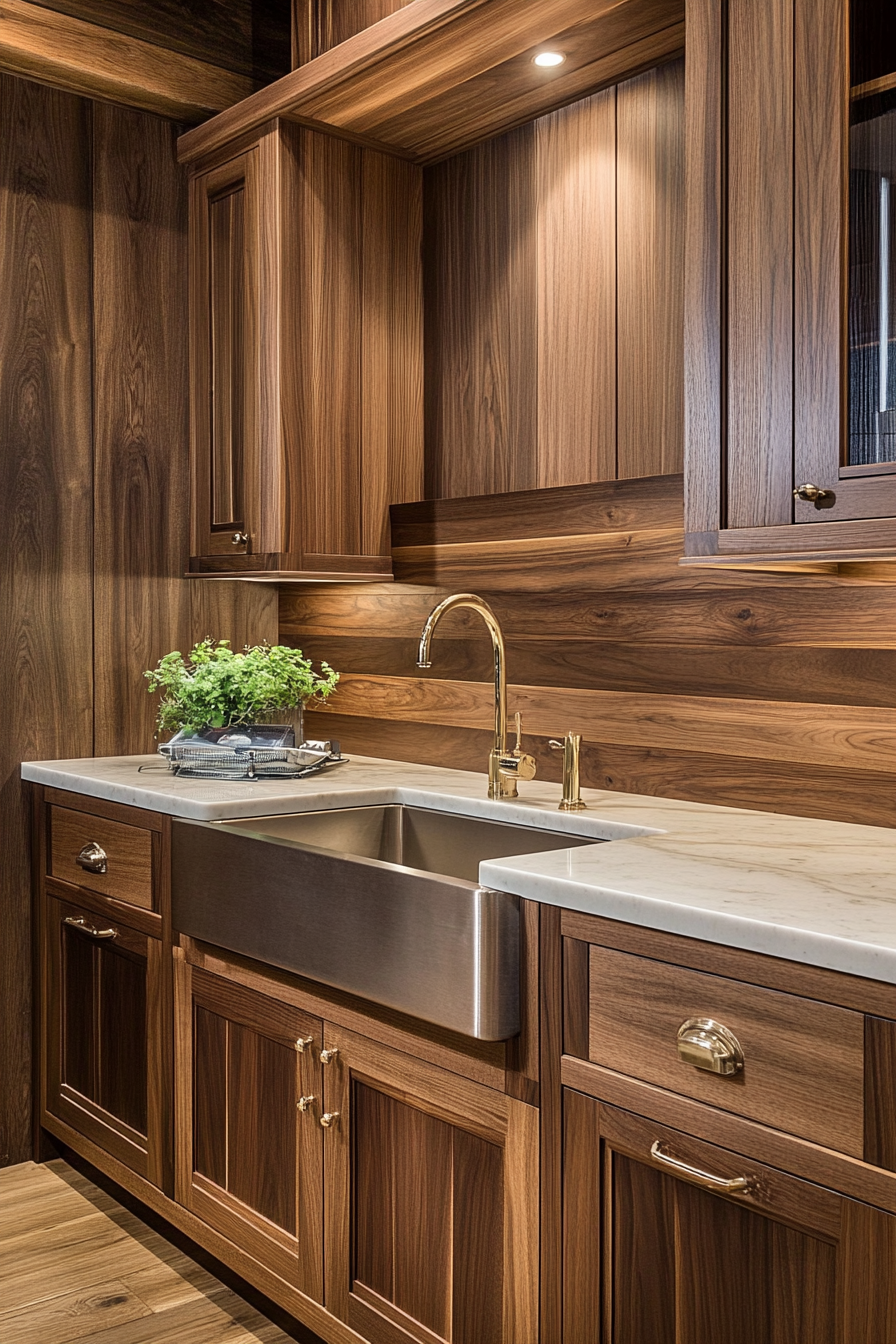 walnut kitchen cabinets