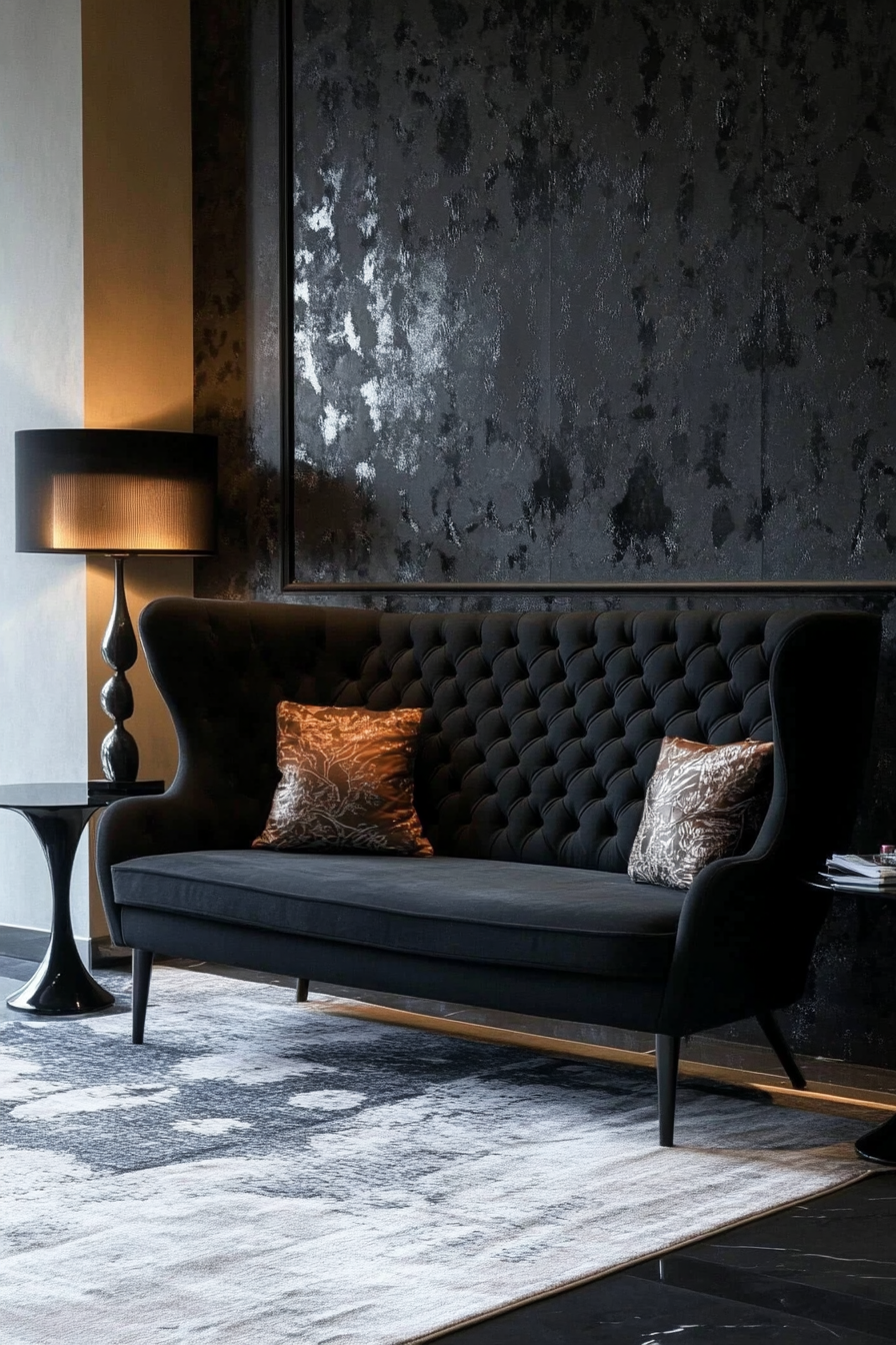 black-sofa-living-room-decor