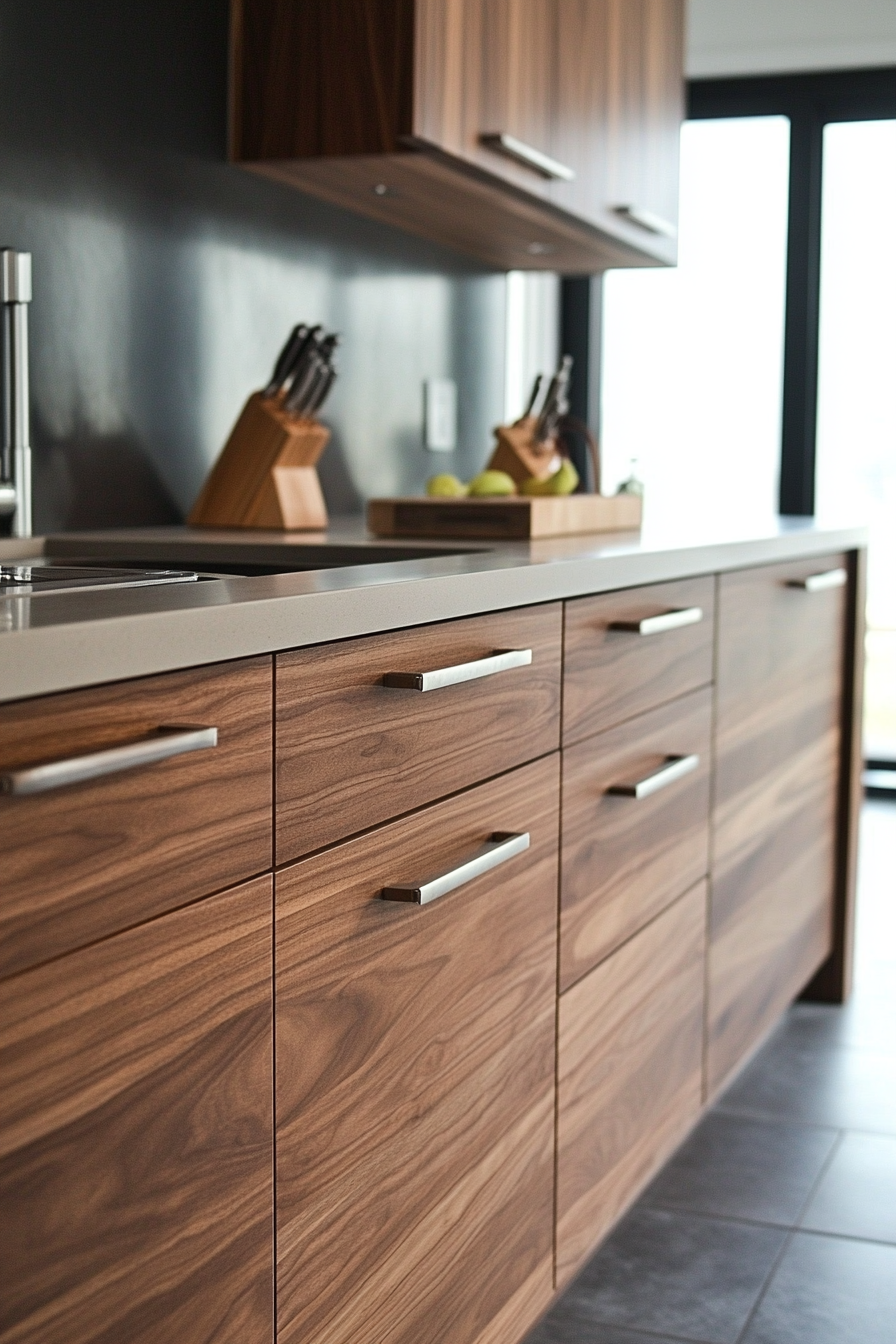 walnut kitchen cabinets