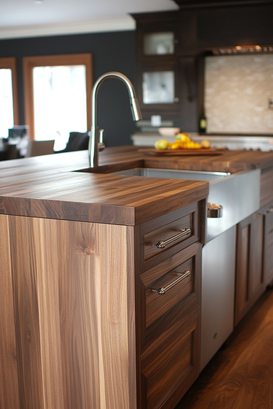 walnut kitchen cabinets