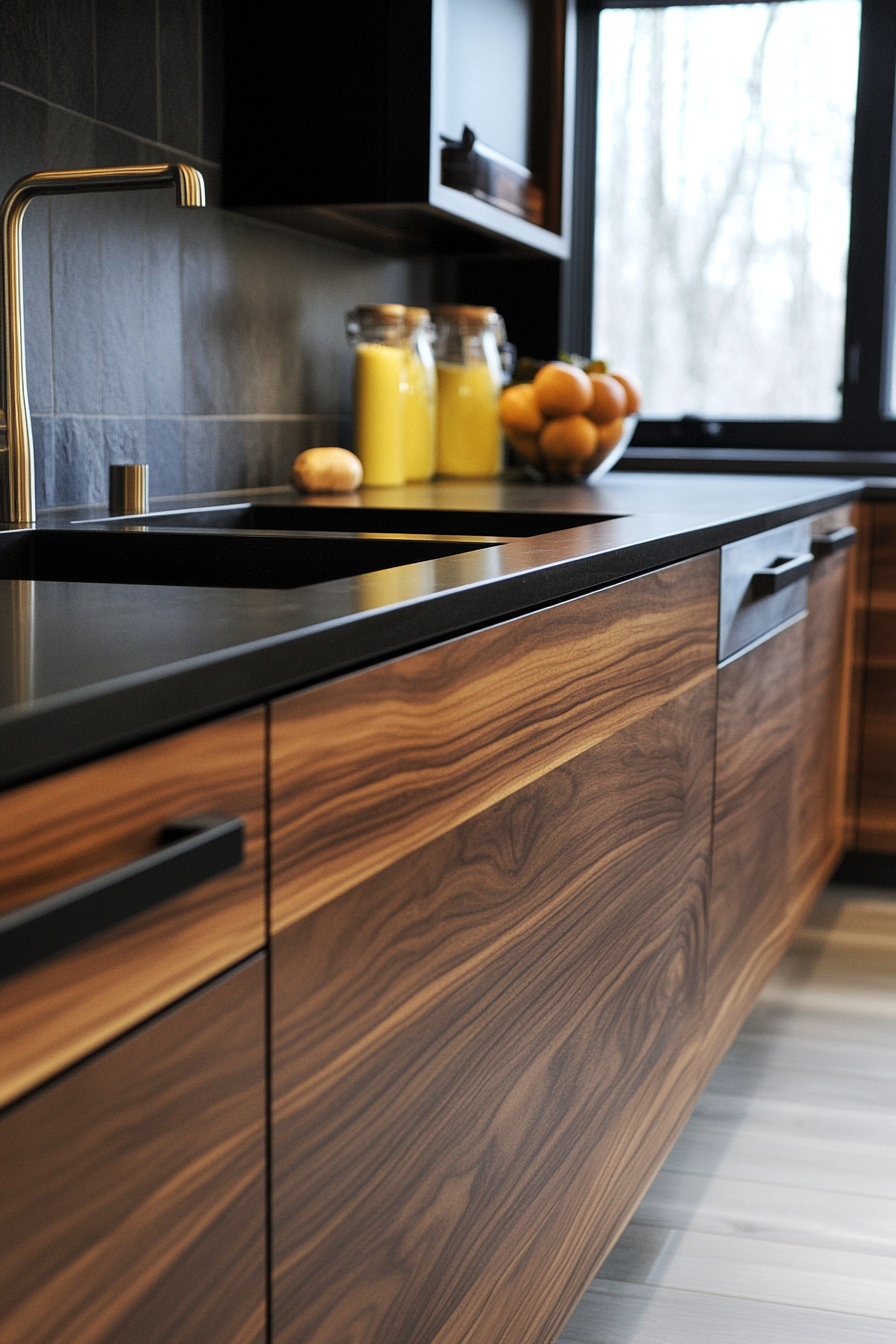 walnut kitchen cabinets