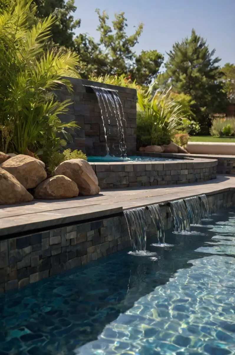 Creative Water Features in semi inground pool